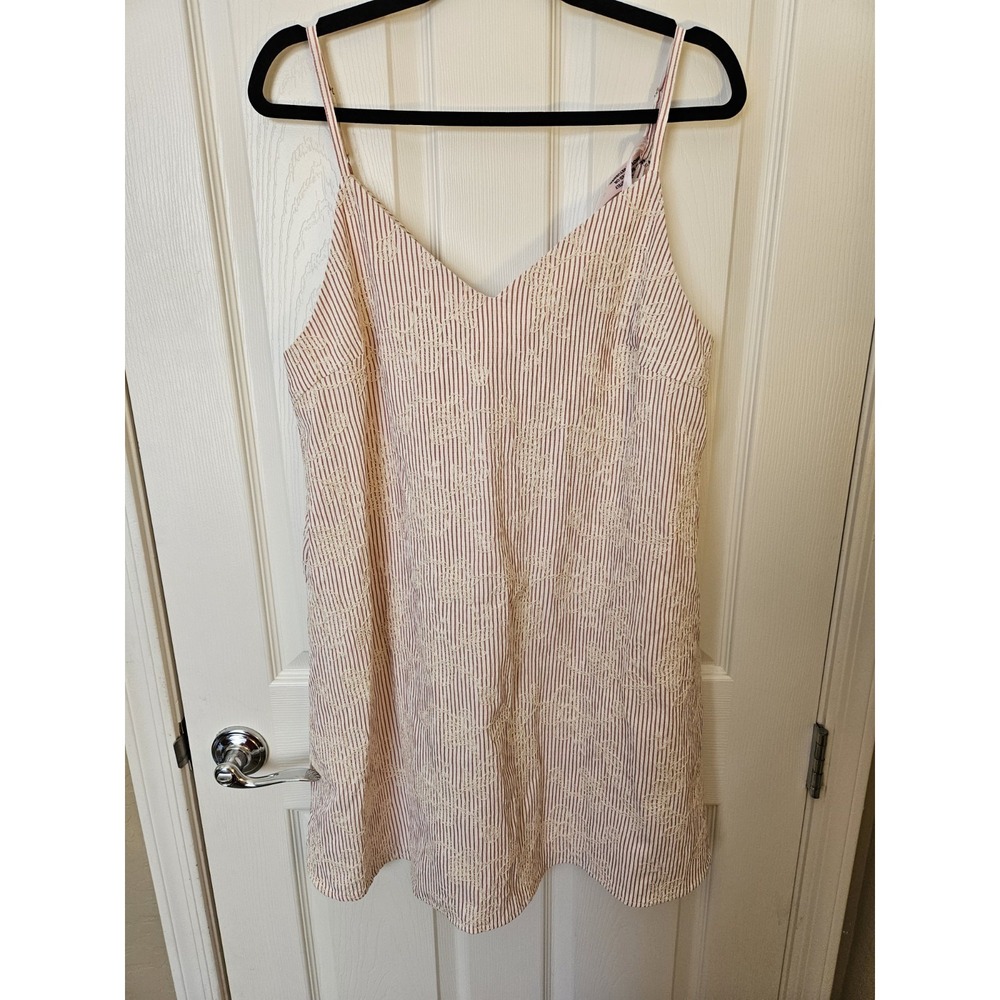NWT Baltic Born Nyra Embroidered V-Neck Pockets Striped Short Dress, Size LG